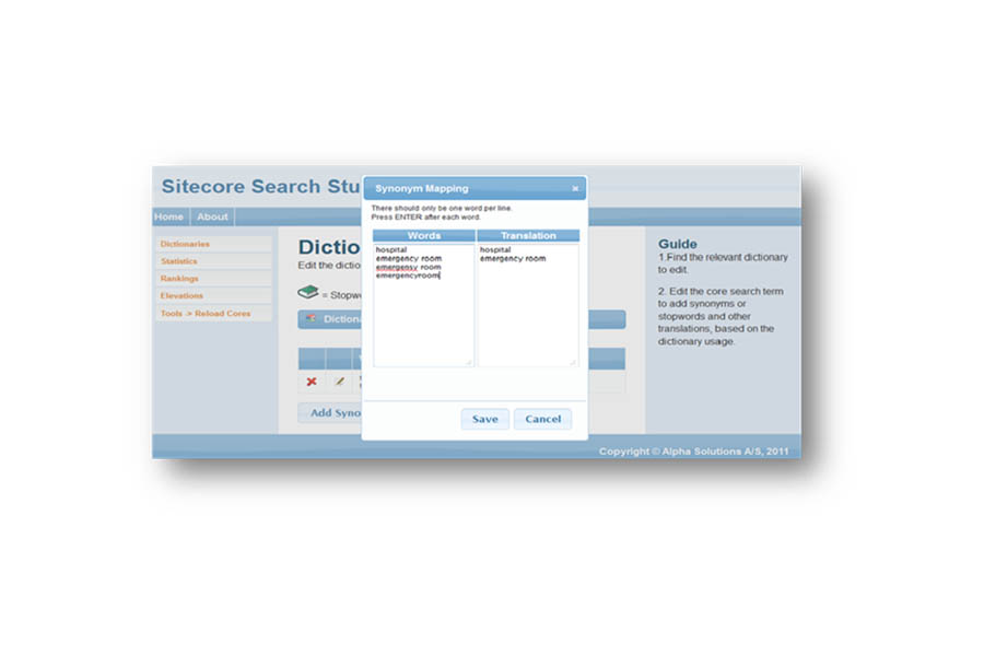 Search Studio Dictionary - Sitecore Search Solution