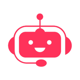 Red icon of a robat customer service agent