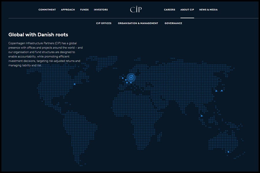 Et mørkt verdenskort på CIPs website
