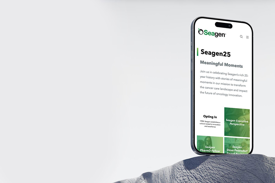 Mobiltelefon med Seagens website