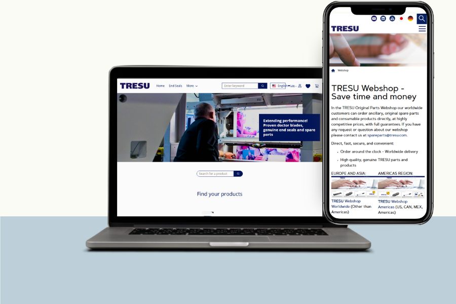 Desktop and mobil versioner af TRESUs webshop
