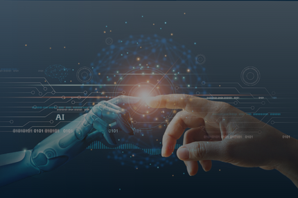 AI - Robot and human hands