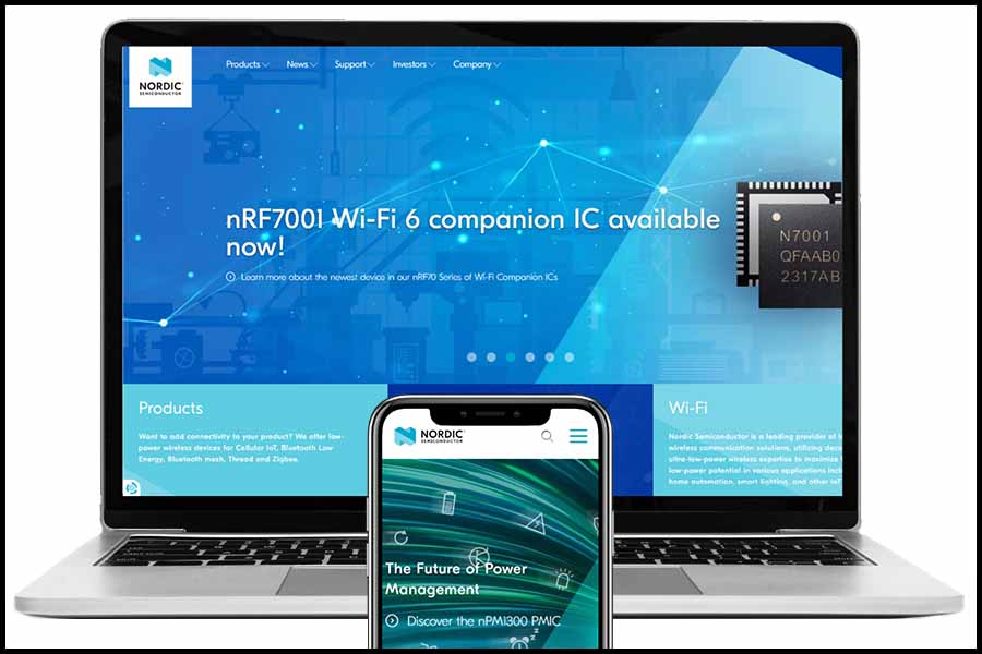 Nordic Semiconductor screenshots on desktop and mobile