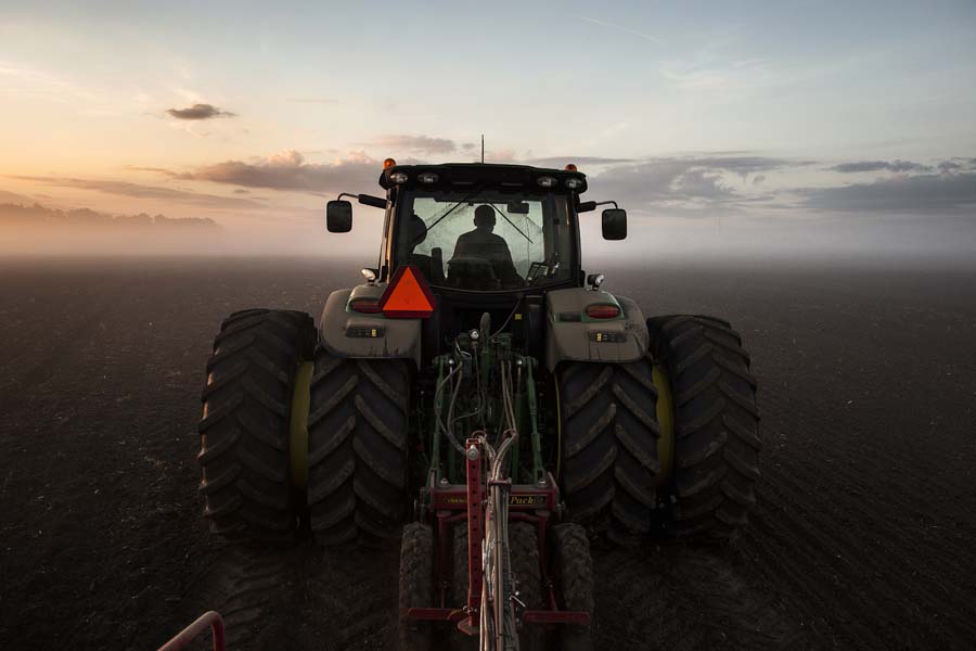 Tractor in the sunrise