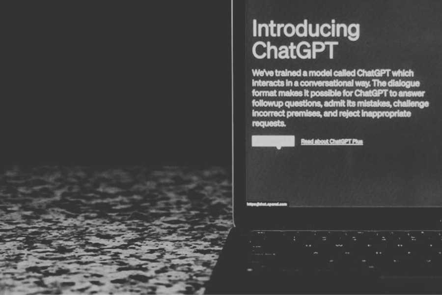ChatGPT Start Page in black and white colors