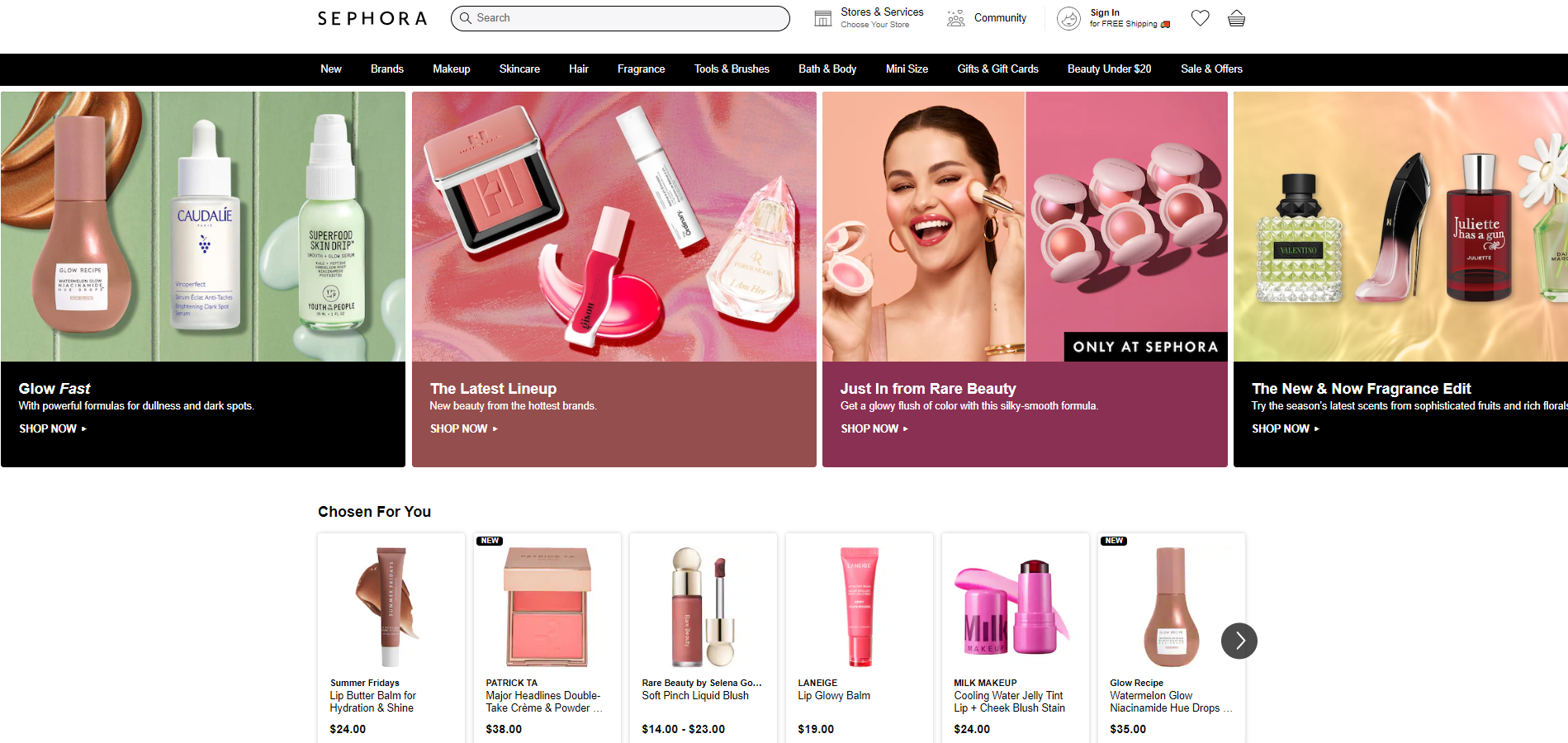 Sephora website