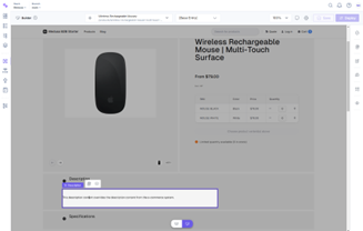 Editing product content showing the original description overridden by one in Contentstack