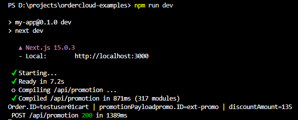 OrderCloud Promotion - Running the example in vscode