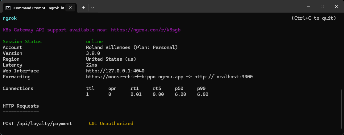 NGrok Console Output