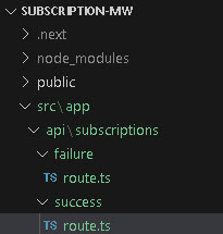 Screenshot showing default and simple app folder structure