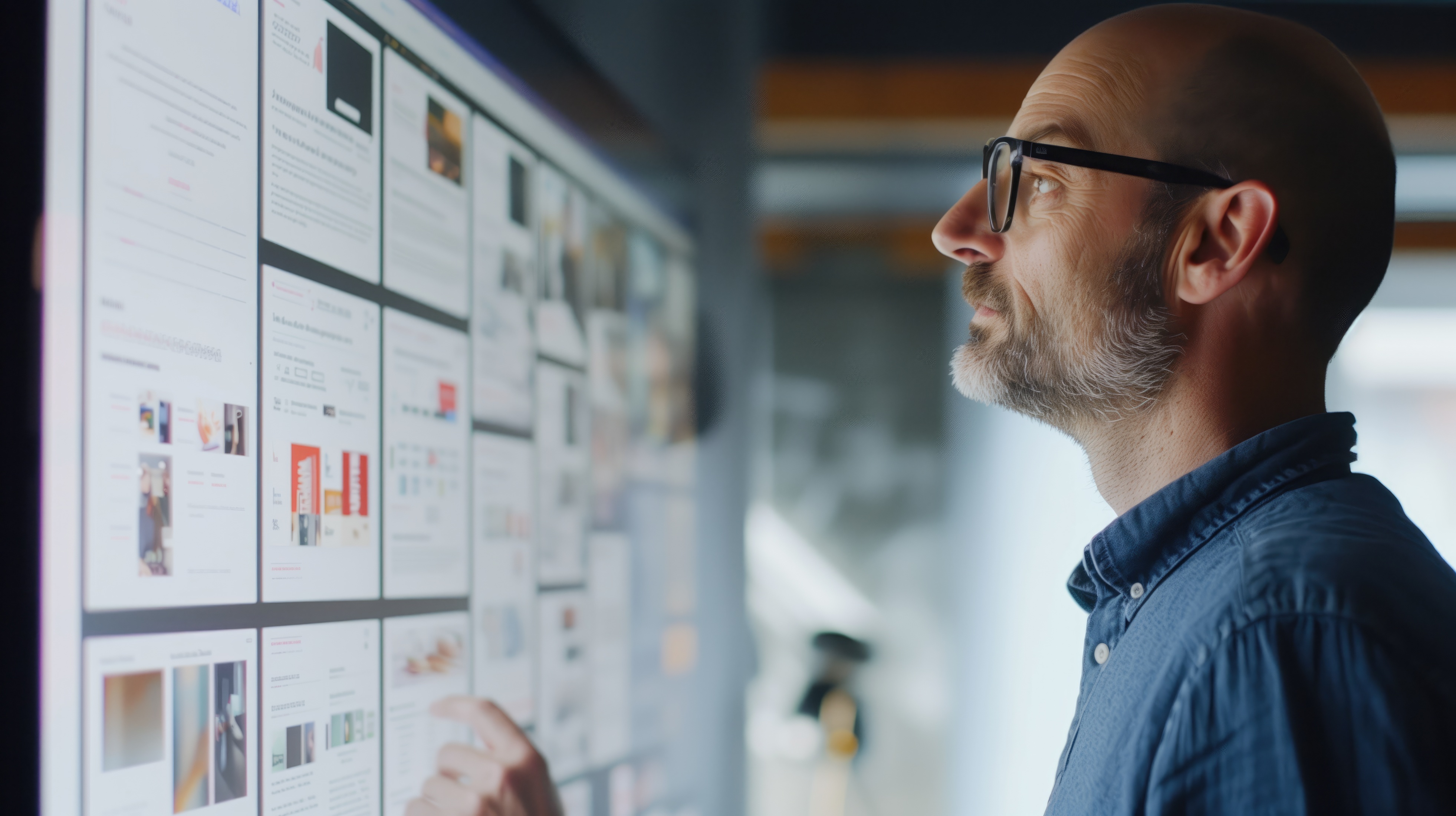 Reviewing content on a digital wall