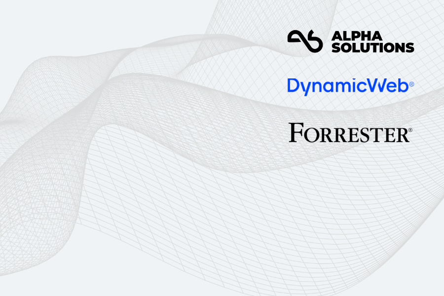Logos of Alpha Solutions, DynamicWeb, Forrester